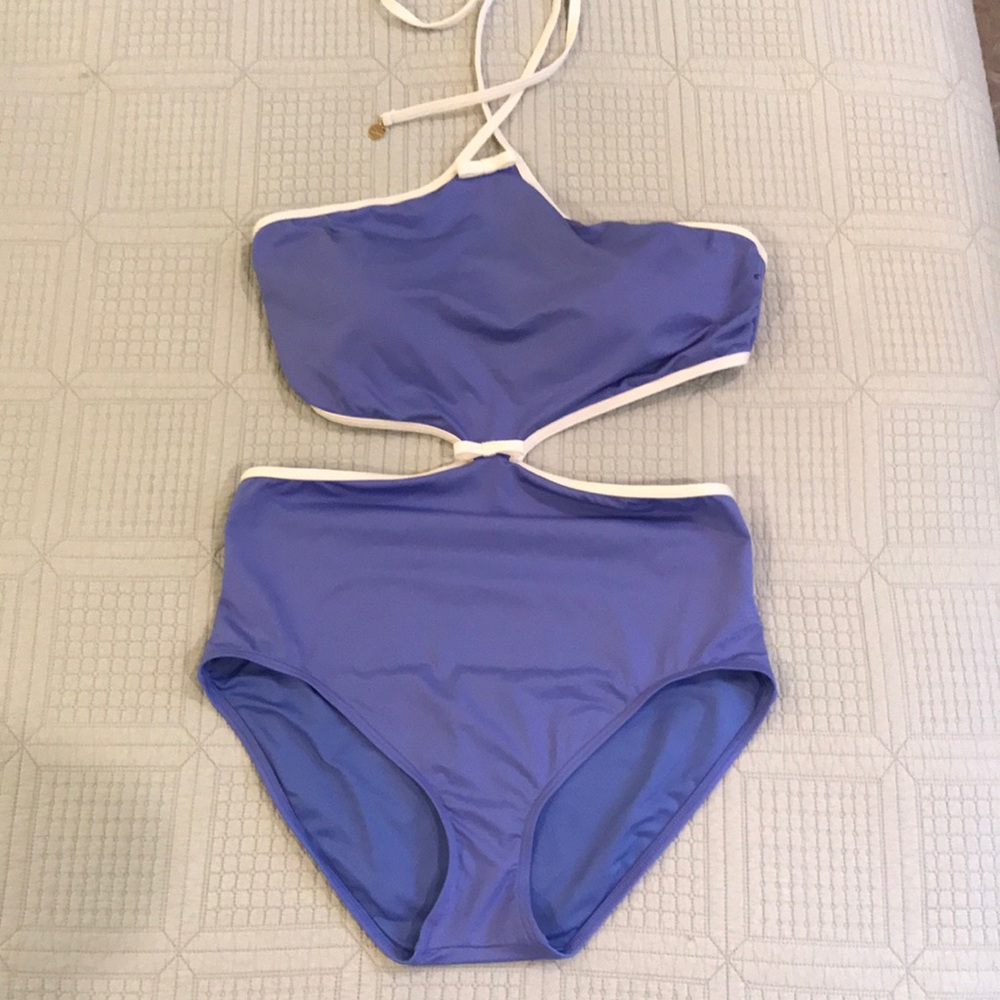 Women's Purple Halter Cutout Swimsuit